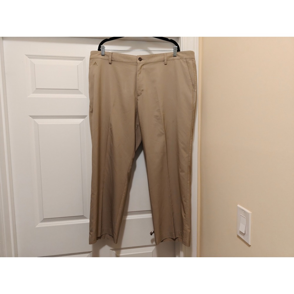 Adidas Climalite Mens Golf Pants Khaki‎ Tan Straight Leg 42x32 AE7005 Z25242